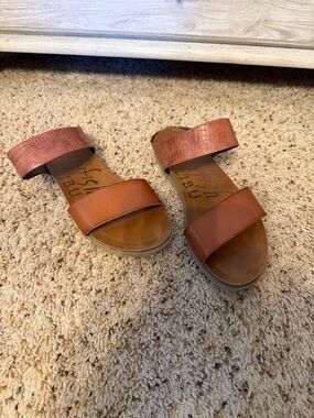 Blowfish Two-Strap Leather Slide Sandals-7.5